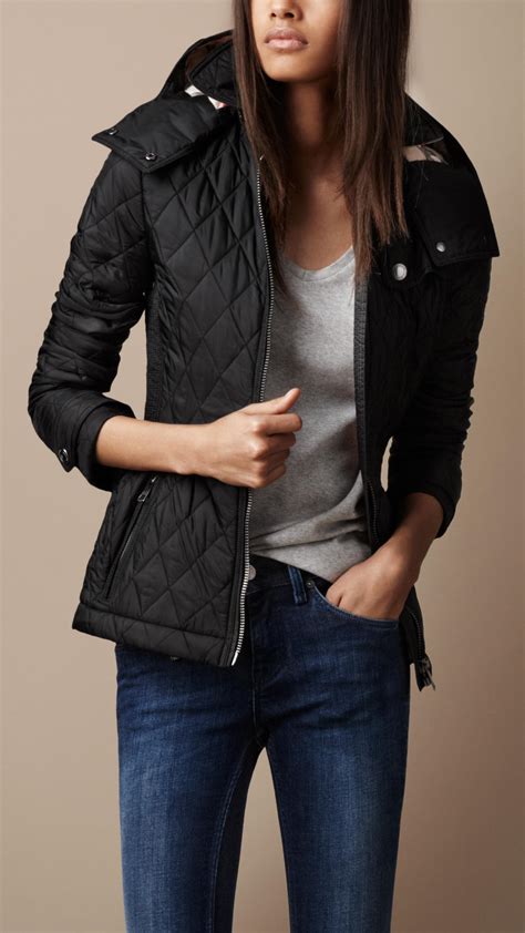 burberry brit finsbridge hooded quilted jacket black|Quilted Thermoregulated Jacket in Black.